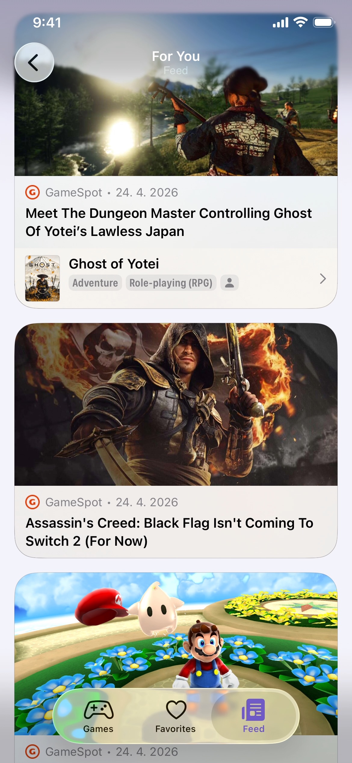 GamingBuddy personalized For You feed with game updates